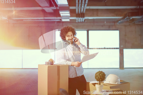 Image of man architect on construction site