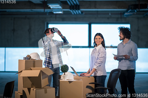 Image of group of business people,architect and engineer on construction 