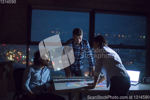 Image of business people on construction site  in new startup office at n