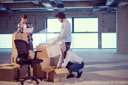 Image of business people in group, architect and engineer on construction