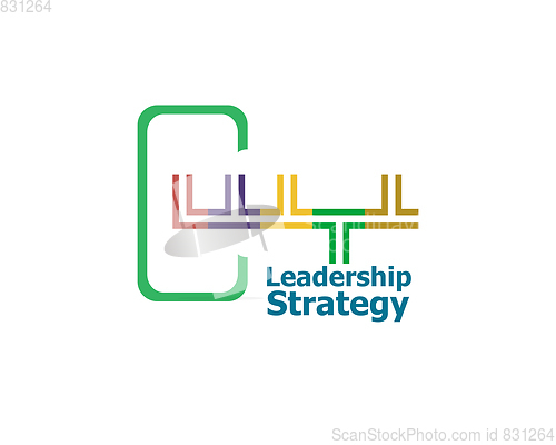 Image of text Leadership Strategy. Flat designed for graphic and web design