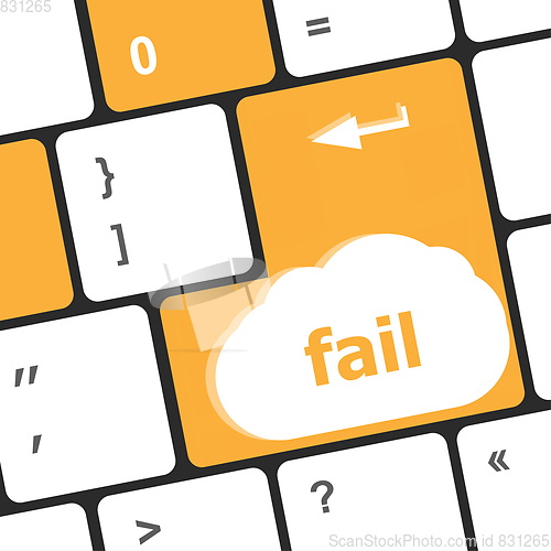 Image of fail concept with word on laptop computer key