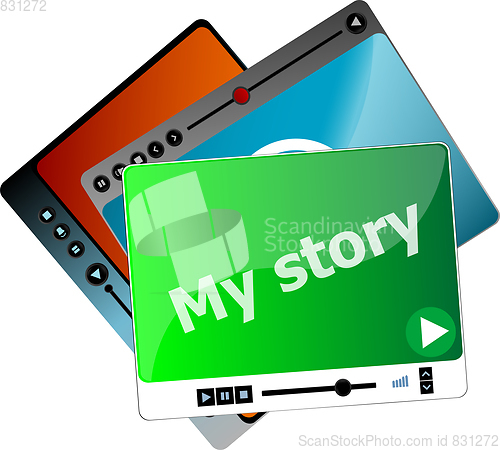 Image of My Story. Video media player set for web, minimalistic design