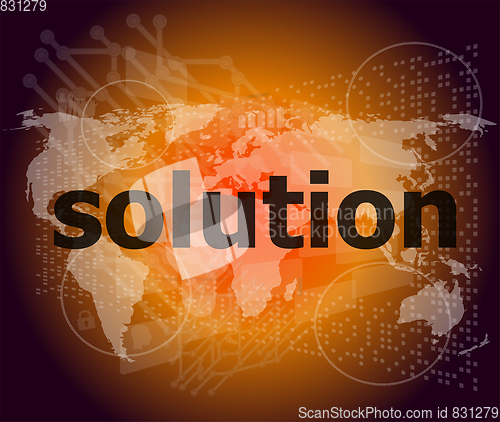 Image of The word solution on digital screen, business concept