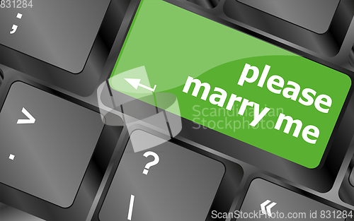 Image of button keypad keyboard key with please marry me words