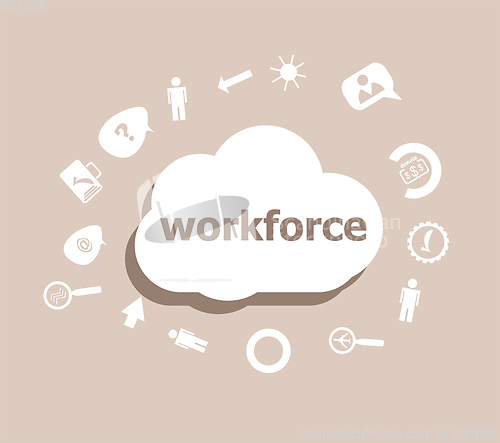 Image of Text Workforce. Business concept . Icons set for cloud computing for web and app