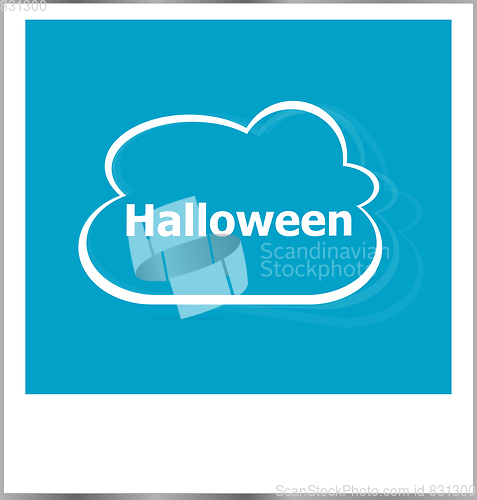 Image of halloween word holiday concept, photo frame isolated on white