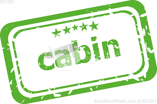 Image of cabin on rubber stamp over a white background