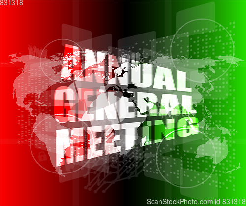 Image of annual general meeting word on digital touch screen