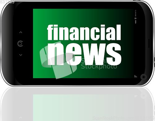 Image of News concept. smartphone with text financial news on display. Mobile phone