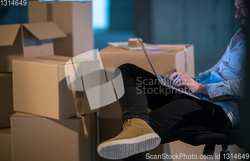 Image of young male architect and engineer on construction site