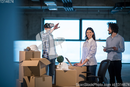 Image of group of business people,architect and engineer on construction 