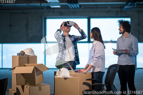 Image of group of business people,architect and engineer on construction 