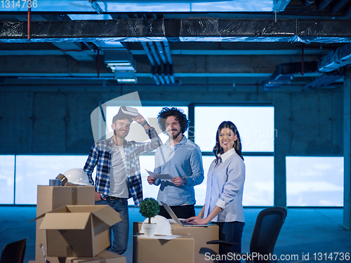 Image of group of business people,architect and engineer on construction 