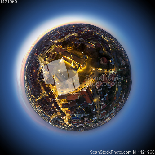 Image of little planet of Sindelfingen by night