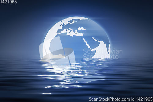 Image of The earth sinks in the water