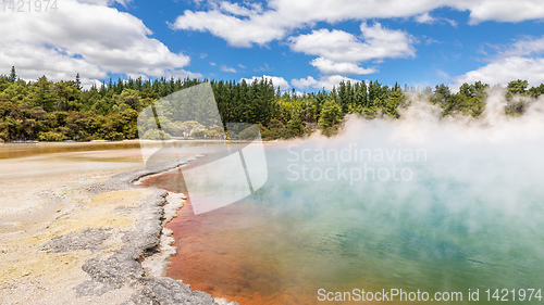 Image of hot sparkling lake in New Zealand