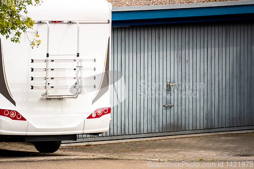 Image of camper van at a garage