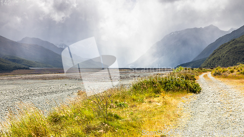 Image of dramatic landscape scenery Arthur\'s pass in south New Zealand