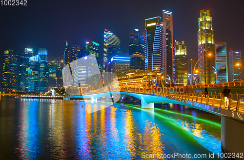 Image of Beautiful Singapore Downtown at night