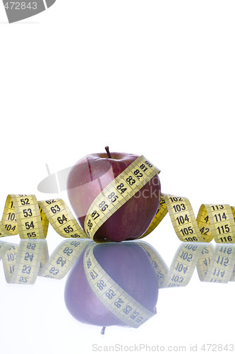 Image of Red apple over a measure tape