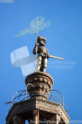 Image of statue at the top of the Kilian Church in Heilbronn Germany