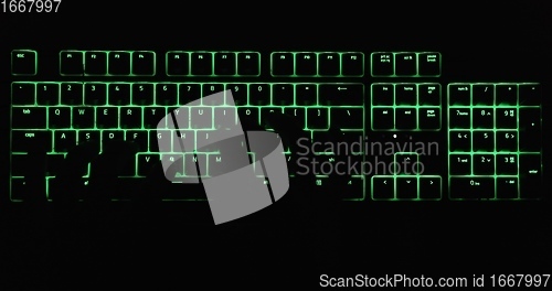 Image of Hands typing in the dark on illuminated keyboard