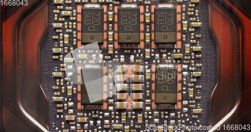 Image of Closeup of circuit board with central processing unit