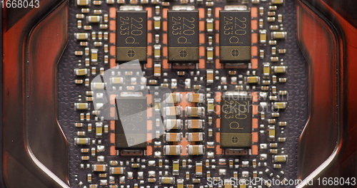Image of Closeup of circuit board with central processing unit