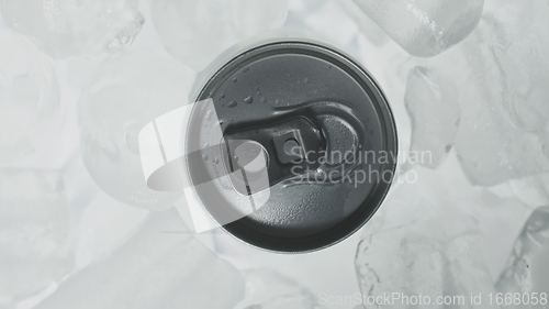 Image of Aluminum Soda Tin Can Rotating in cool Ice footage