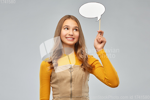 Image of teenage girl holding speech bubble