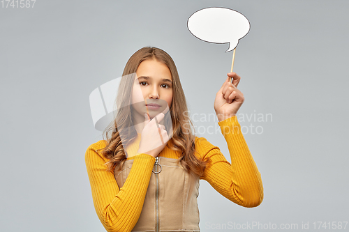 Image of teenage girl holding speech bubble