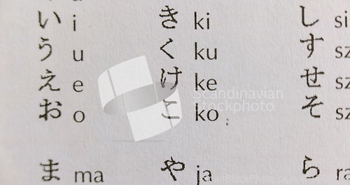 Image of Japanese handwriting in textbook closeup footage