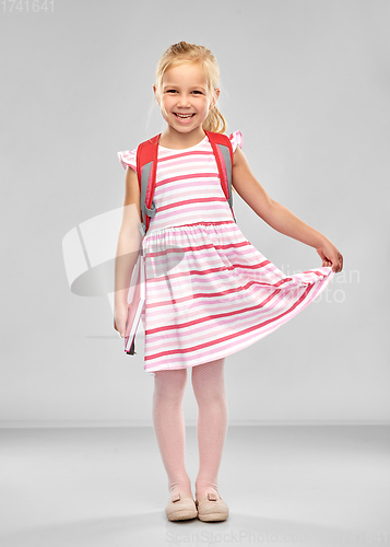 Image of happy student girl with school bag