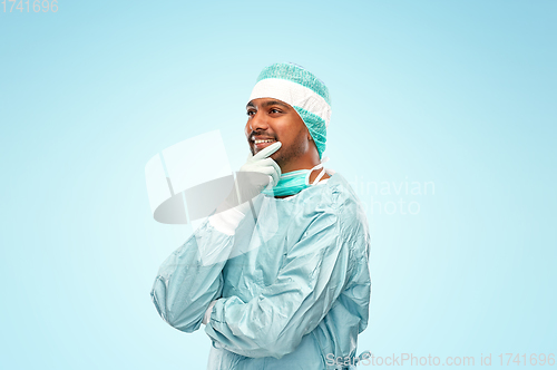 Image of indian male doctor or surgeon in protective wear