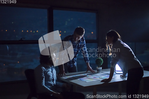 Image of business people on construction site  in new startup office at n