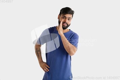 Image of Portrait of young man isolated on white studio background