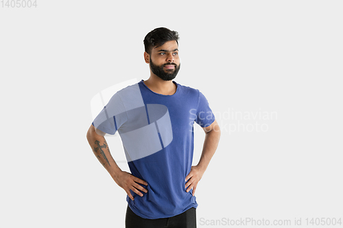 Image of Portrait of young man isolated on white studio background