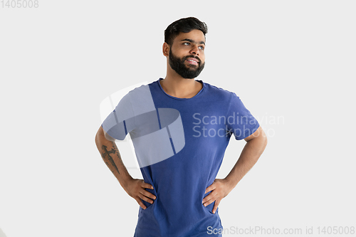 Image of Portrait of young man isolated on white studio background