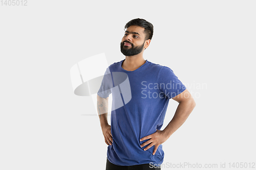 Image of Portrait of young man isolated on white studio background