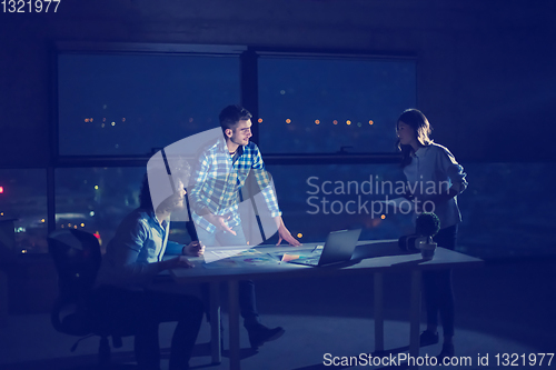 Image of business people on construction site  in new startup office at n