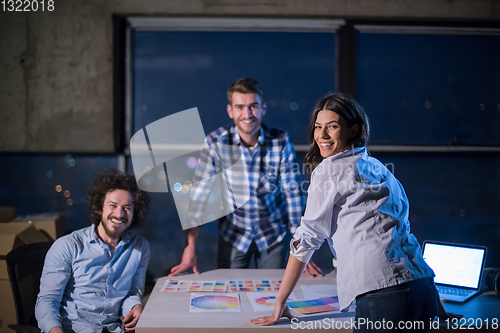 Image of business people on construction site  in new startup office at n