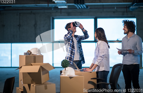 Image of group of business people,architect and engineer on construction 