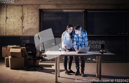 Image of business people on construction site  in new startup office at n