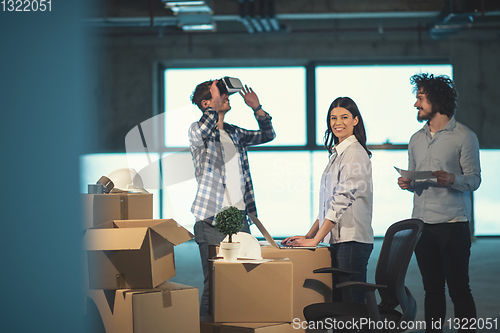 Image of group of business people,architect and engineer on construction 