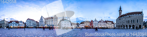 Image of Night Skyline of Tallinn Town Hall Square, Estonia