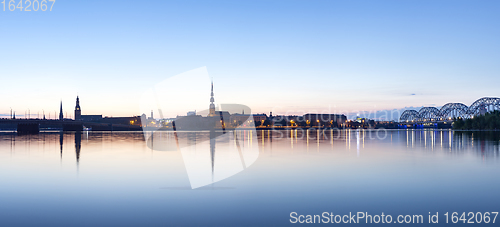 Image of Riga cityline panorama in early morning