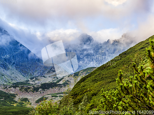 Image of Polish Tatra mountains landscape early morning 