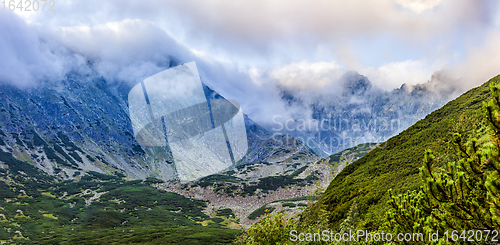 Image of Polish Tatra mountains landscape early morning 