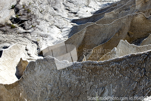 Image of Water eroded large mining Spoil tip hill